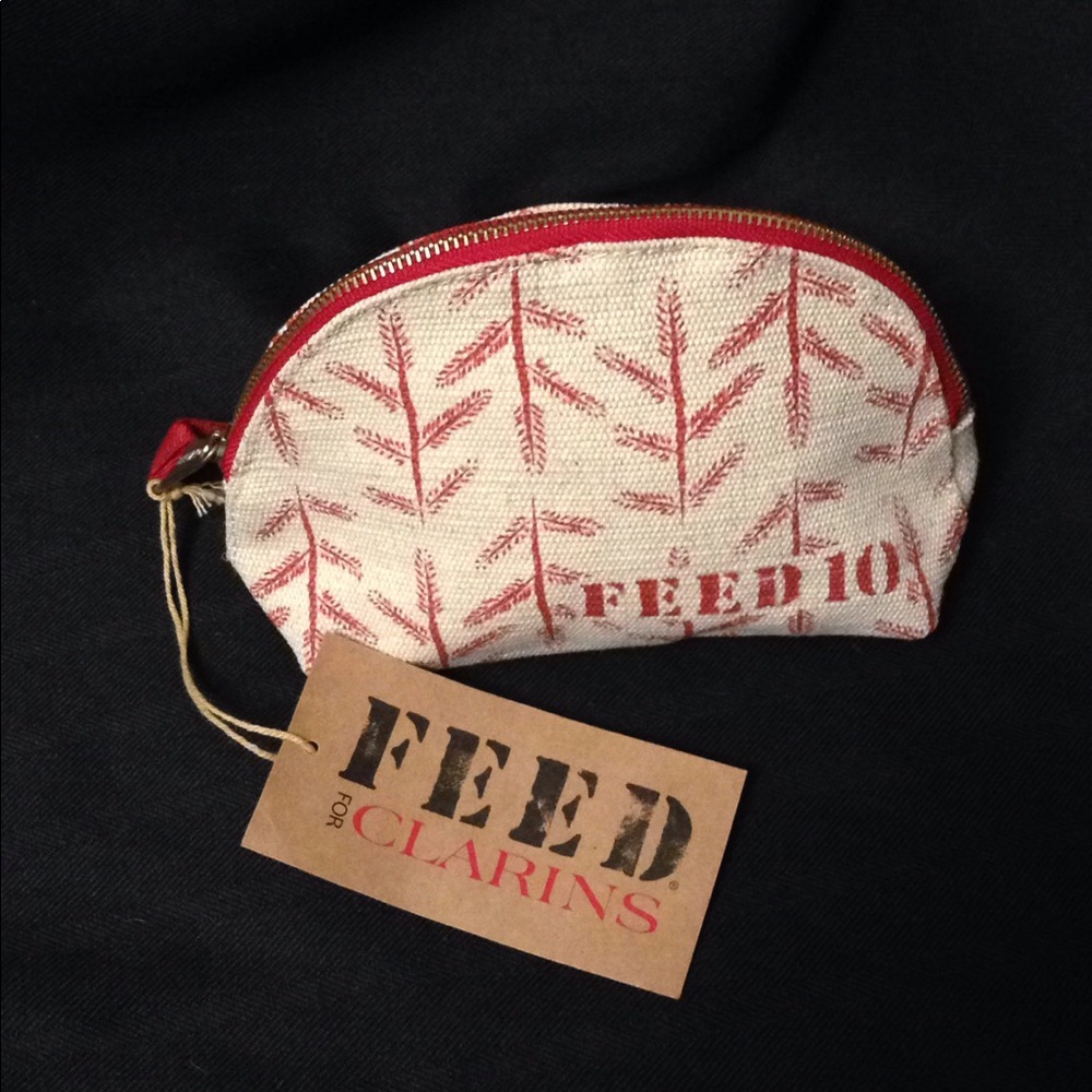 NEW FEED make up bag cotton canvas red print.